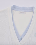 Double color v-neck cardigan - White