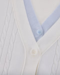Double color v-neck cardigan - White
