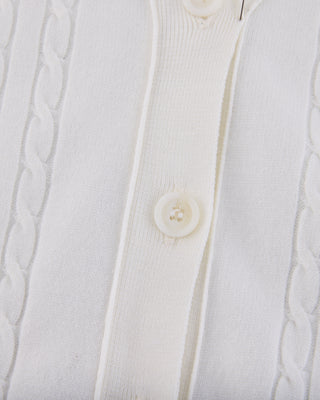 Double Color V-Neck Cardigan - White