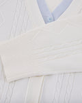 Double color v-neck cardigan - White