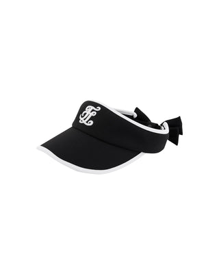 Color Contrast Combination Back Ribbon Visor - Black