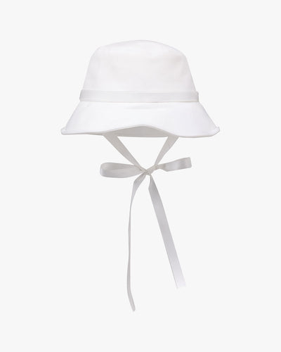 Crystal embellished ribbon bucket hat - White