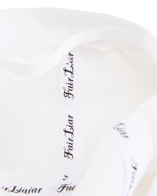 Crystal Embellished Ribbon Bucket Hat - White