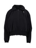 Ruffle Hem zip-up jumper - Black