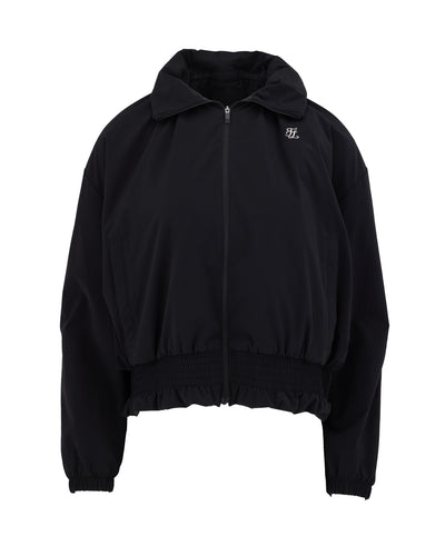 Ruffle Hem zip-up jumper - Black