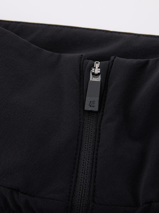 Ruffle Hem Zip-Up Jumper - Black
