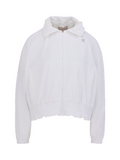 Ruffle Hem zip-up jumper - White