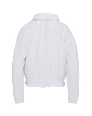 Ruffle Hem Zip-Up Jumper - White