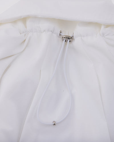 Ruffle Hem zip-up jumper - White