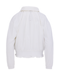 Ruffle Hem zip-up jumper - White