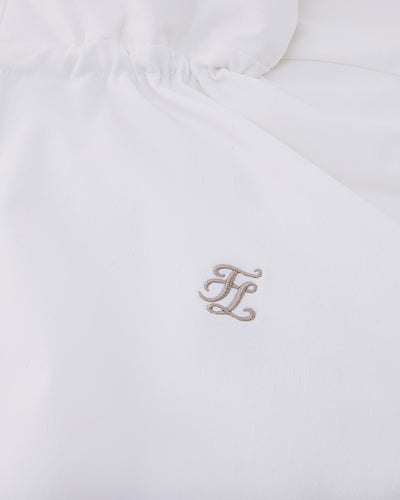 Ruffle Hem zip-up jumper - White