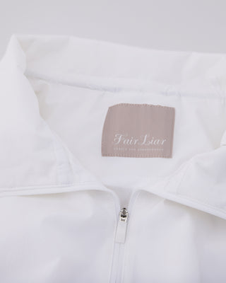Ruffle Hem Zip-Up Jumper - White