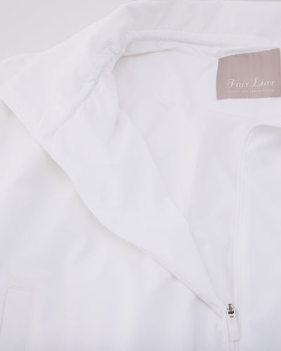 Ruffle Hem zip-up jumper - White