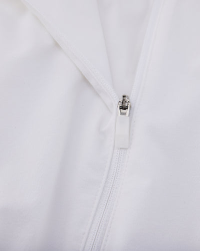 Ruffle Hem zip-up jumper - White