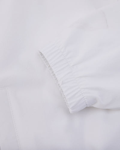 Ruffle Hem zip-up jumper - White