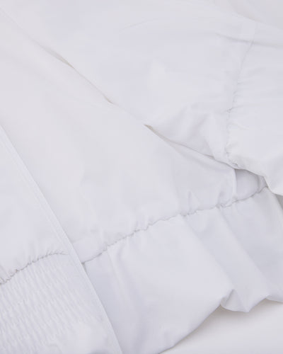 Ruffle Hem zip-up jumper - White