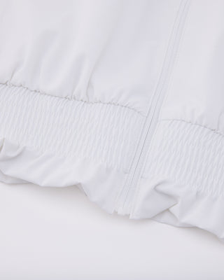 Ruffle Hem Zip-Up Jumper - White