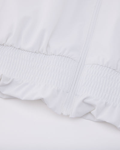 Ruffle Hem zip-up jumper - White