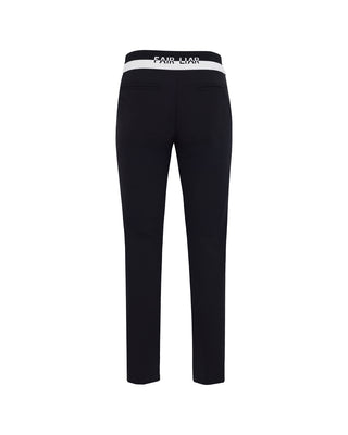 Back Band Straight Fit Pants - Black