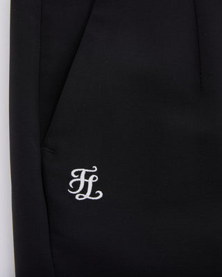 Back Band Straight Fit Pants - Black