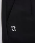 Back band straight fit pants - Black