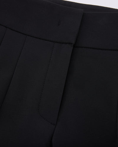 Back band straight fit pants - Black