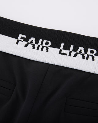 Back Band Straight Fit Pants - Black