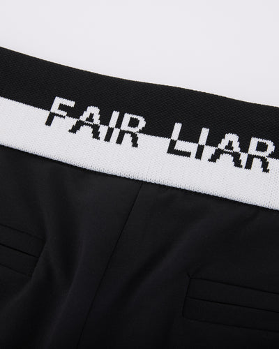 Back band straight fit pants - Black
