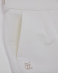 Back band straight fit pants - White