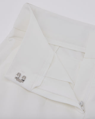 Back Band Straight Fit Pants - White