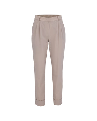 Pintuck Turn-Up Pants - Beige