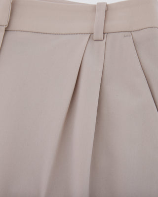 Pintuck Turn-Up Pants - Beige