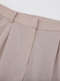 Pintuck turn-up pants - Beige