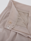 Pintuck turn-up pants - Beige