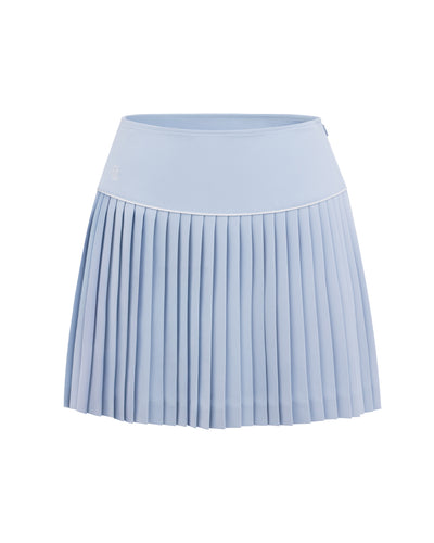 [FL signature] Silk twisted flare pleated skirt - Light Blue