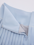 [FL signature] Silk twisted flare pleated skirt - Light Blue