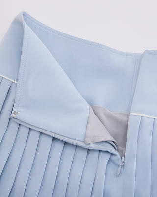 [FL Signature] Fair Liar Silk Twisted Flare Pleated Skirt - Light Blue
