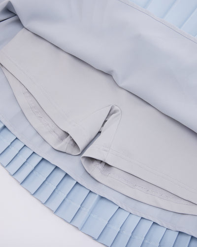 [FL signature] Silk twisted flare pleated skirt - Light Blue