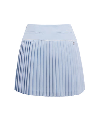 [FL Signature] Fair Liar Silk Twisted Flare Pleated Skirt - Light Blue