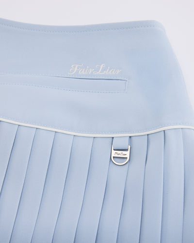 [FL signature] Silk twisted flare pleated skirt - Light Blue