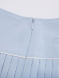 [FL signature] Silk twisted flare pleated skirt - Light Blue