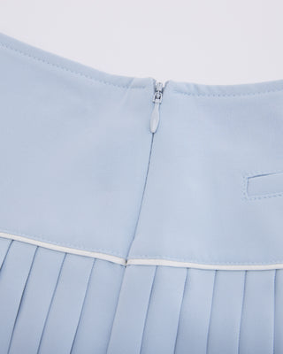 [FL Signature] Fair Liar Silk Twisted Flare Pleated Skirt - Light Blue