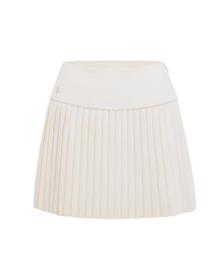 [FL Signature] Fair Liar Silk Twisted Flare Pleated Skirt - Cream