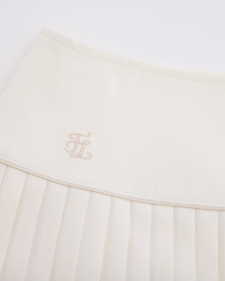 [FL Signature] Fair Liar Silk Twisted Flare Pleated Skirt - Cream
