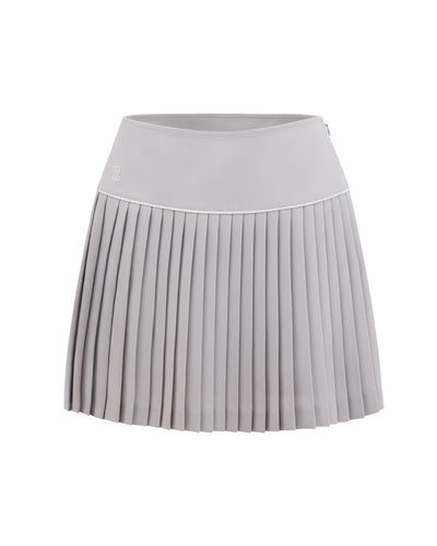 [FL signature] Silk twisted flare pleated skirt - Grey