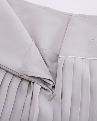 [FL Signature] Fair Liar Silk Twisted Flare Pleated Skirt - Grey