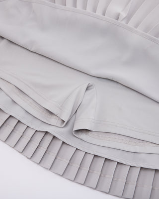 [FL Signature] Fair Liar Silk Twisted Flare Pleated Skirt - Grey