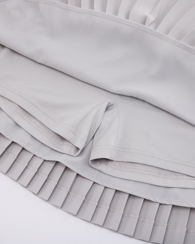 [FL signature] Silk twisted flare pleated skirt - Grey