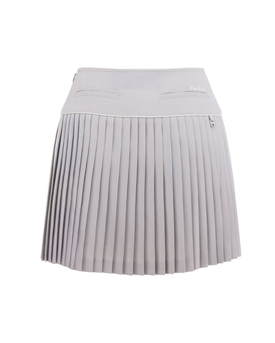 [FL signature] Silk twisted flare pleated skirt - Grey