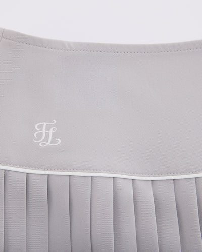 [FL signature] Silk twisted flare pleated skirt - Grey